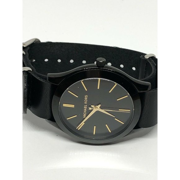 Michael Kors MK3221 Unisex Leather Analog Black Di main image 6